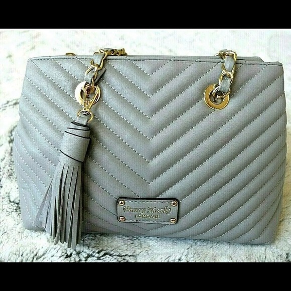 NEW WITH TAG DARCY MARKS LONDON SHOULDER BAG GREY Elegant, NWT - Picture 9 of 11